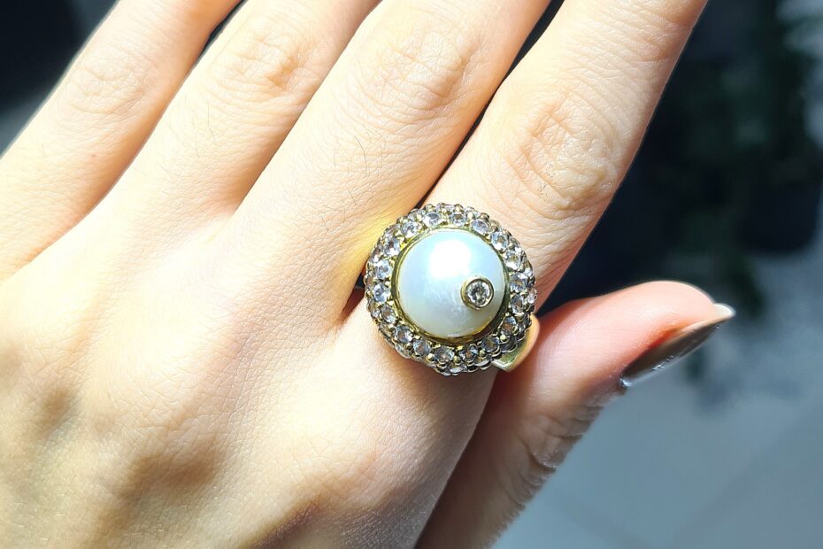 2.El Pırlanta 1,00 Karat İnci Yüzük X007068