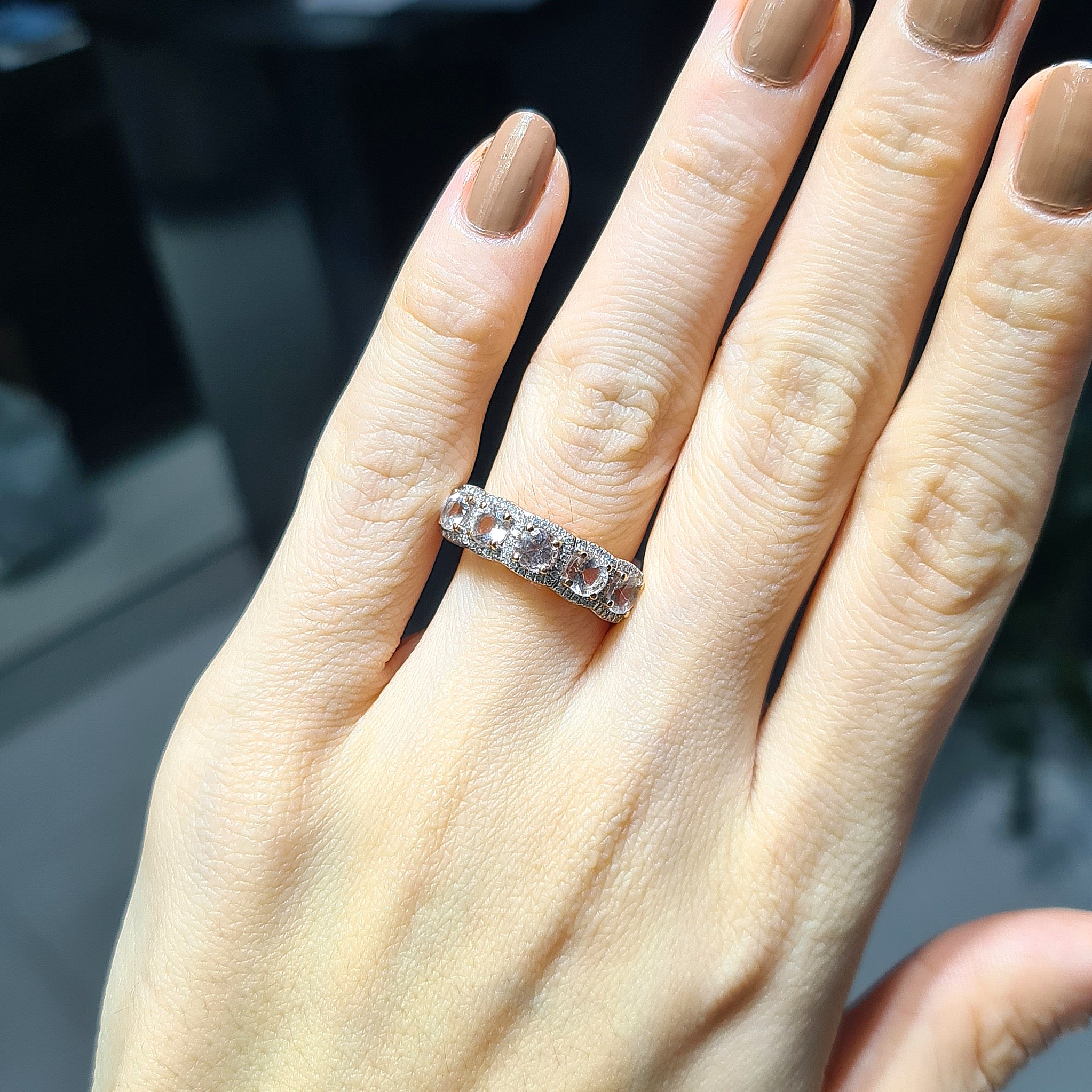 2.El Pırlanta 1,25 Karat Morganit 5 Taş Yüzük X006906