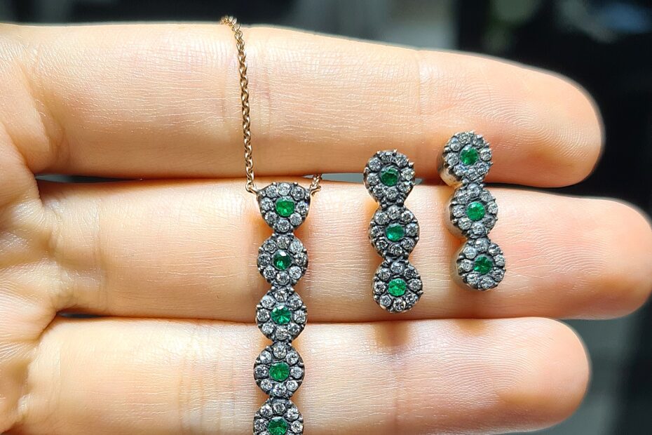 2.El Pırlanta 1,36 Karat Elmas ve Zümrüt Set KK00068-KK00069