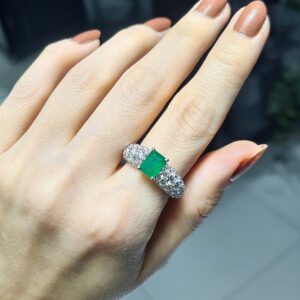 2.El Pırlanta 3,38 Karat Pırlanta ve Zümrüt Yüzük X007155