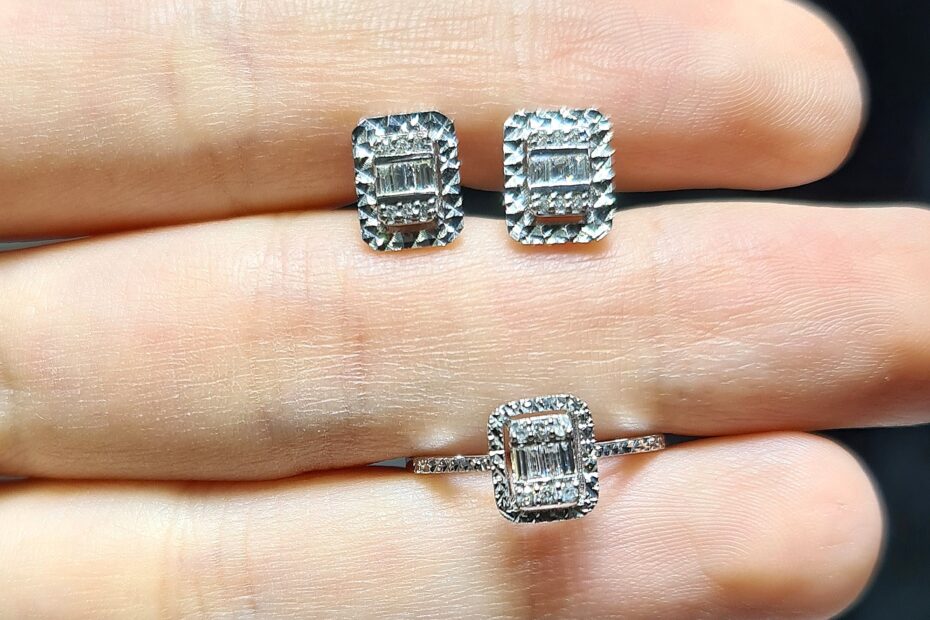 2.El Pırlanta Efektli Baget Yüzük & Küpe Set X006550-X005974