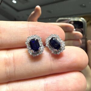 2.El Pırlanta 0,30 Karat Pırlanta ve Sentetik Safir Küpe X007365