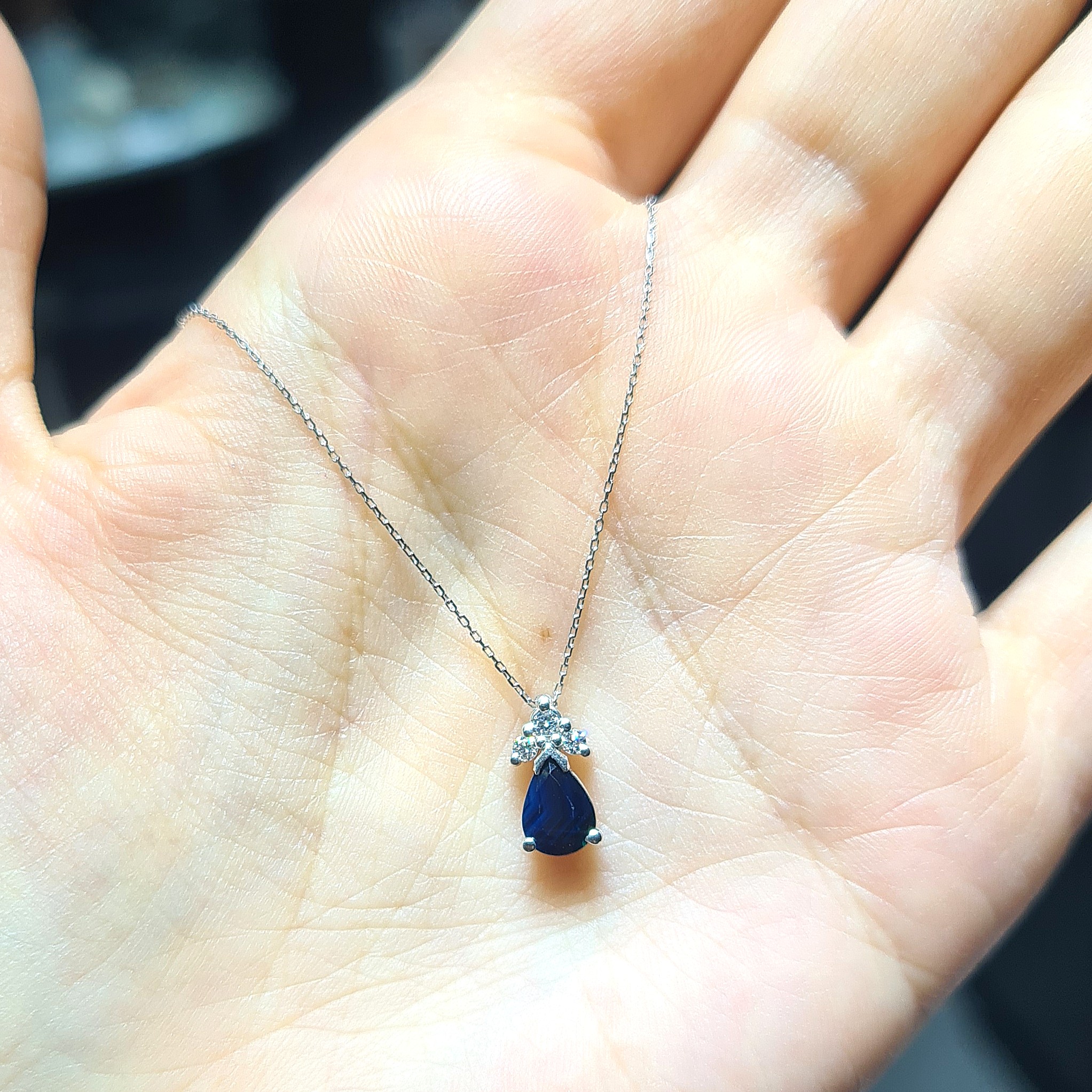 2.El Pırlanta 0,46 Karat Pırlanta ve Safir Kolye X007364