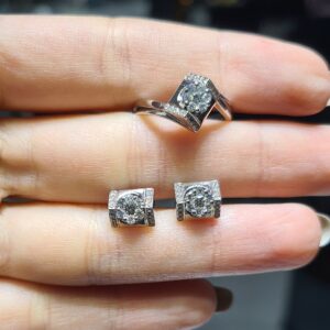 2.El Pırlanta 0,75 Karat Yüzük & Küpe Set X007322-X007323