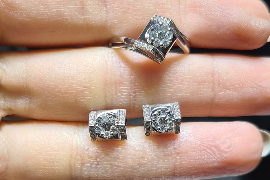 2.El Pırlanta 0,75 Karat Yüzük & Küpe Set X007322-X007323