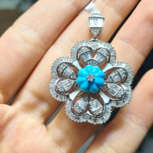 2.El Pırlanta 4,35 Karat Firuze & Baget Kolye Ucu KL02987