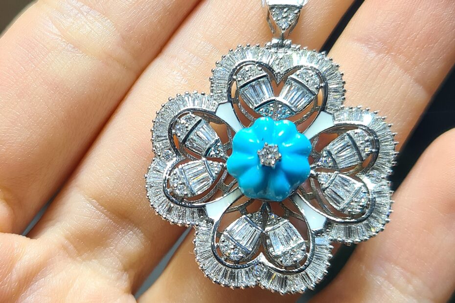 2.El Pırlanta 4,35 Karat Firuze & Baget Kolye Ucu KL02987