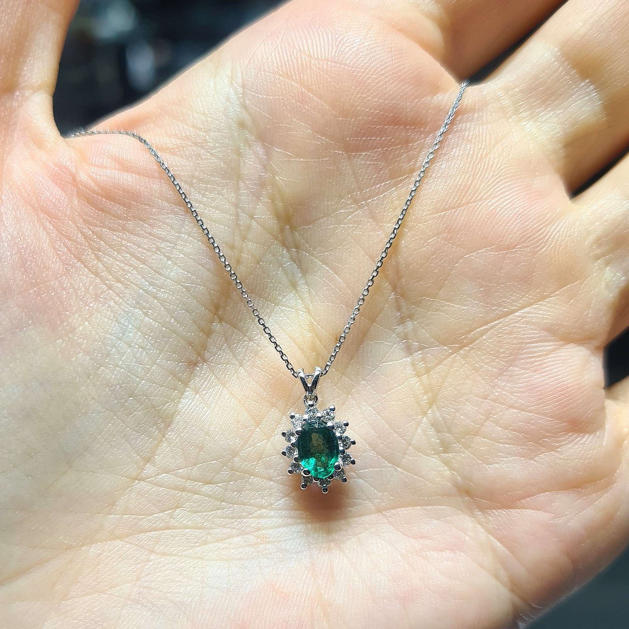 2.El Pırlanta 0,52 Karat Pırlanta & Zümrüt Kolye X007457