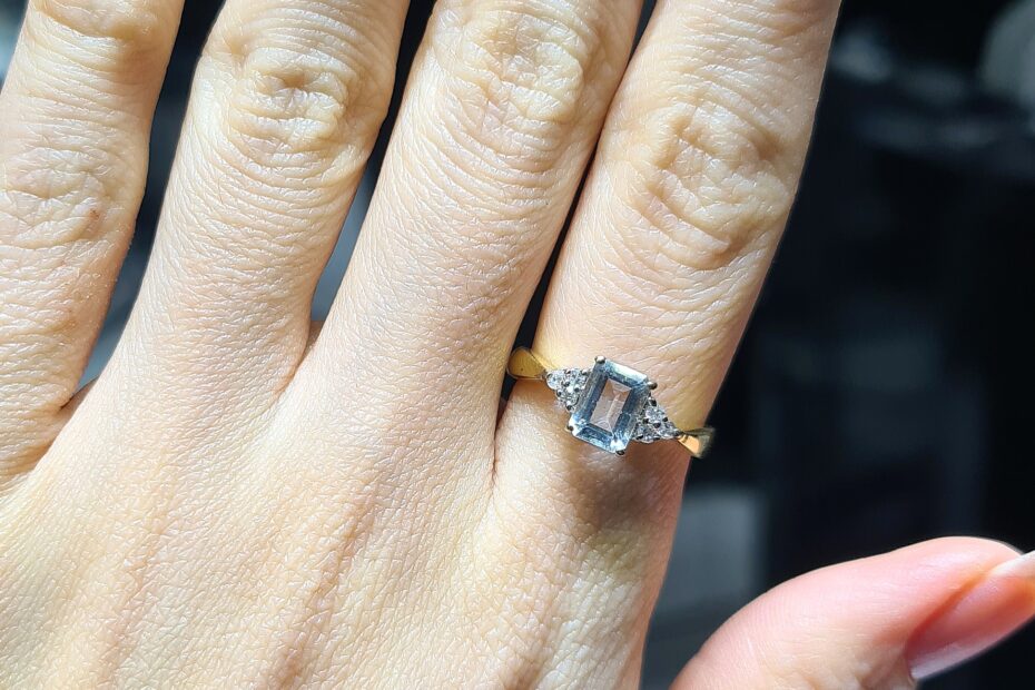 2.El Pırlanta 0,98 Ct Pırlanta & Aquamarin Yüzük X007450