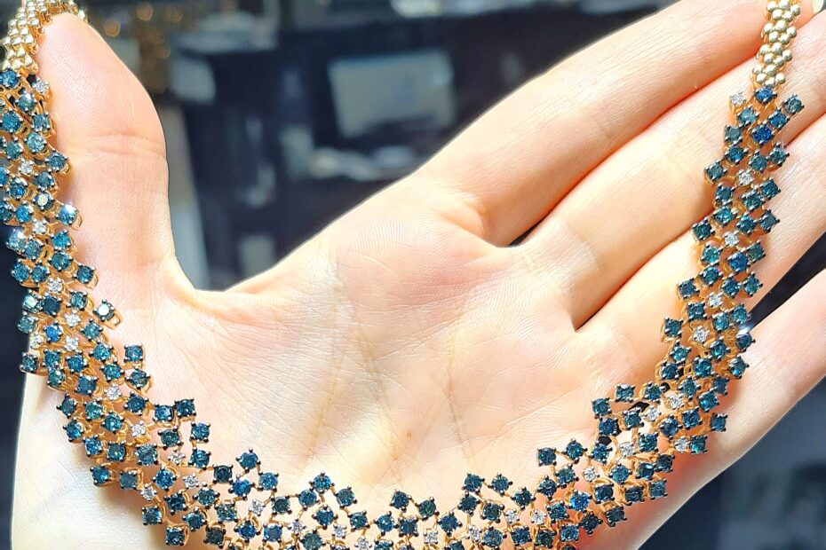 2.El Pırlanta 15,39 Karat Pırlanta & Mavi Pırlanta Gerdanlık X007424