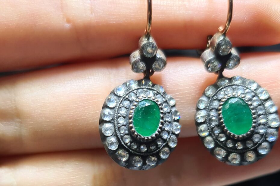 2.El Pırlanta 2,87 Karat Elmas & Zümrüt Küpe KK00041