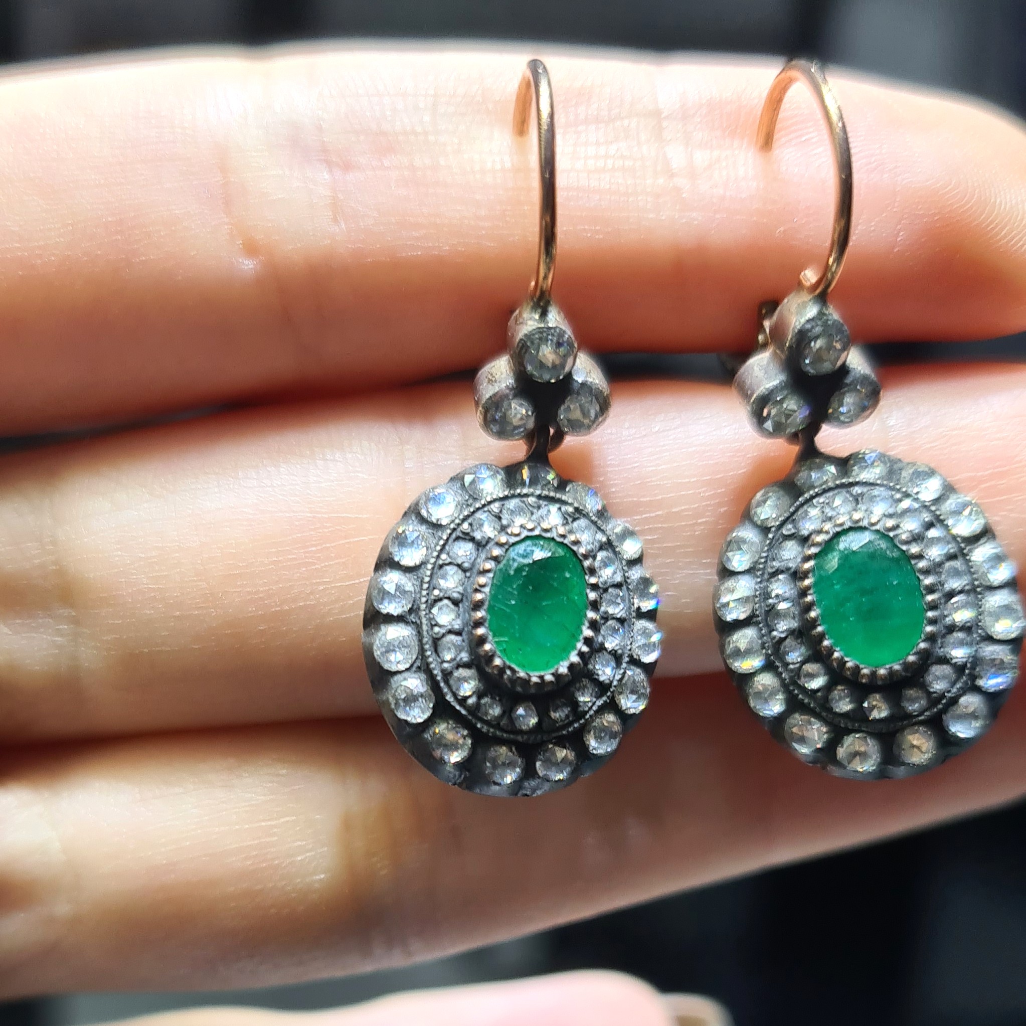 2.El Pırlanta 2,87 Karat Elmas & Zümrüt Küpe KK00041