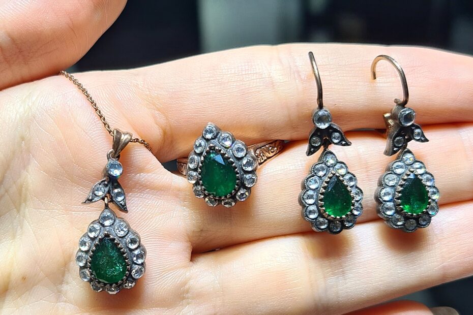 2.El Pırlanta 5,70 Karat Elmas & Zümrüt Set KK00044-KK00045-KK00046