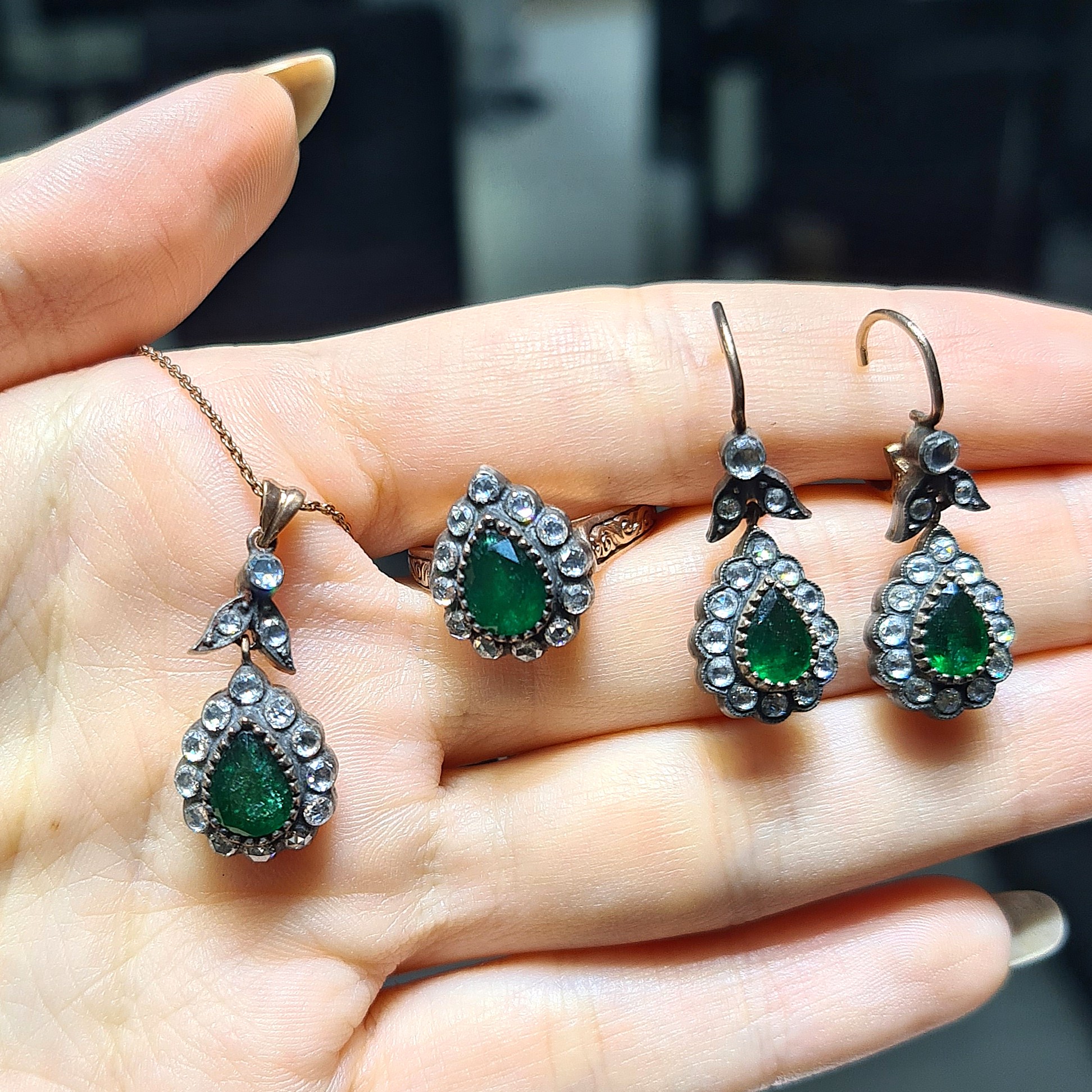 2.El Pırlanta 5,70 Karat Elmas & Zümrüt Set KK00044-KK00045-KK00046