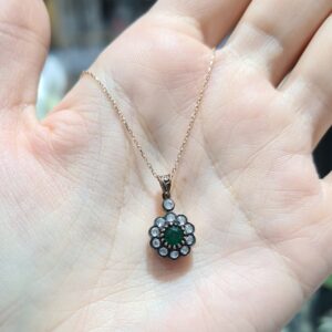 2.El Pırlanta 0,54 Karat Elmas & Zümrüt Kolye KK00176