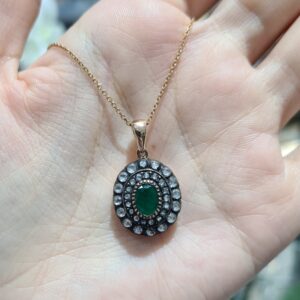 2.El Pırlanta 2,00 Karat Elmas & Zümrüt Kolye KK00159