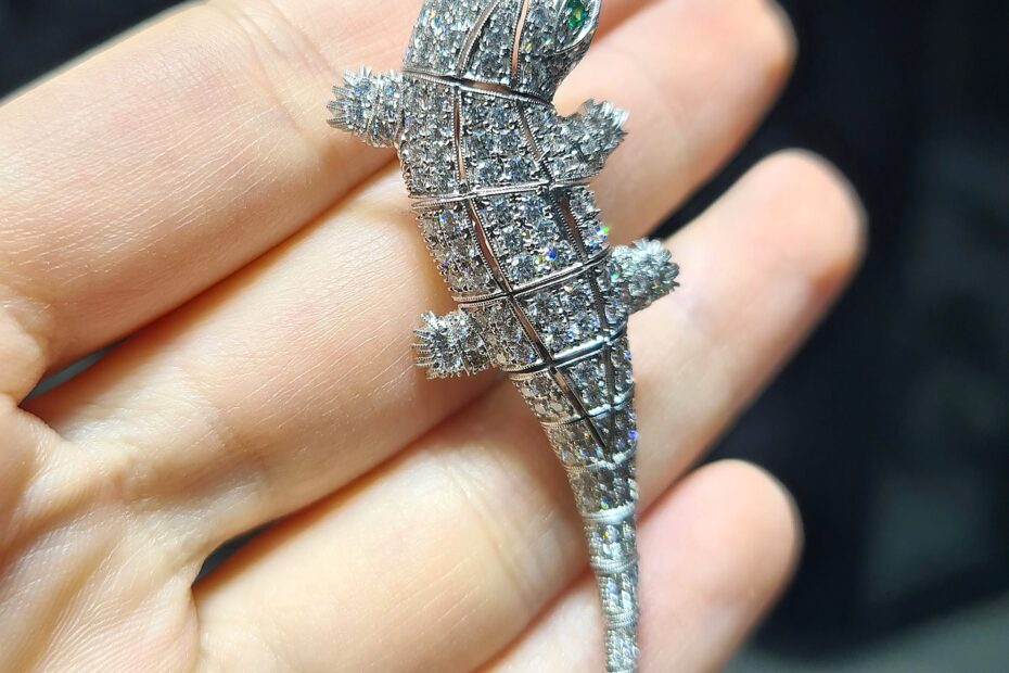 2.El Pırlanta 2,59 Karat Pırlanta & Zümrüt Timsah Küpe X007644