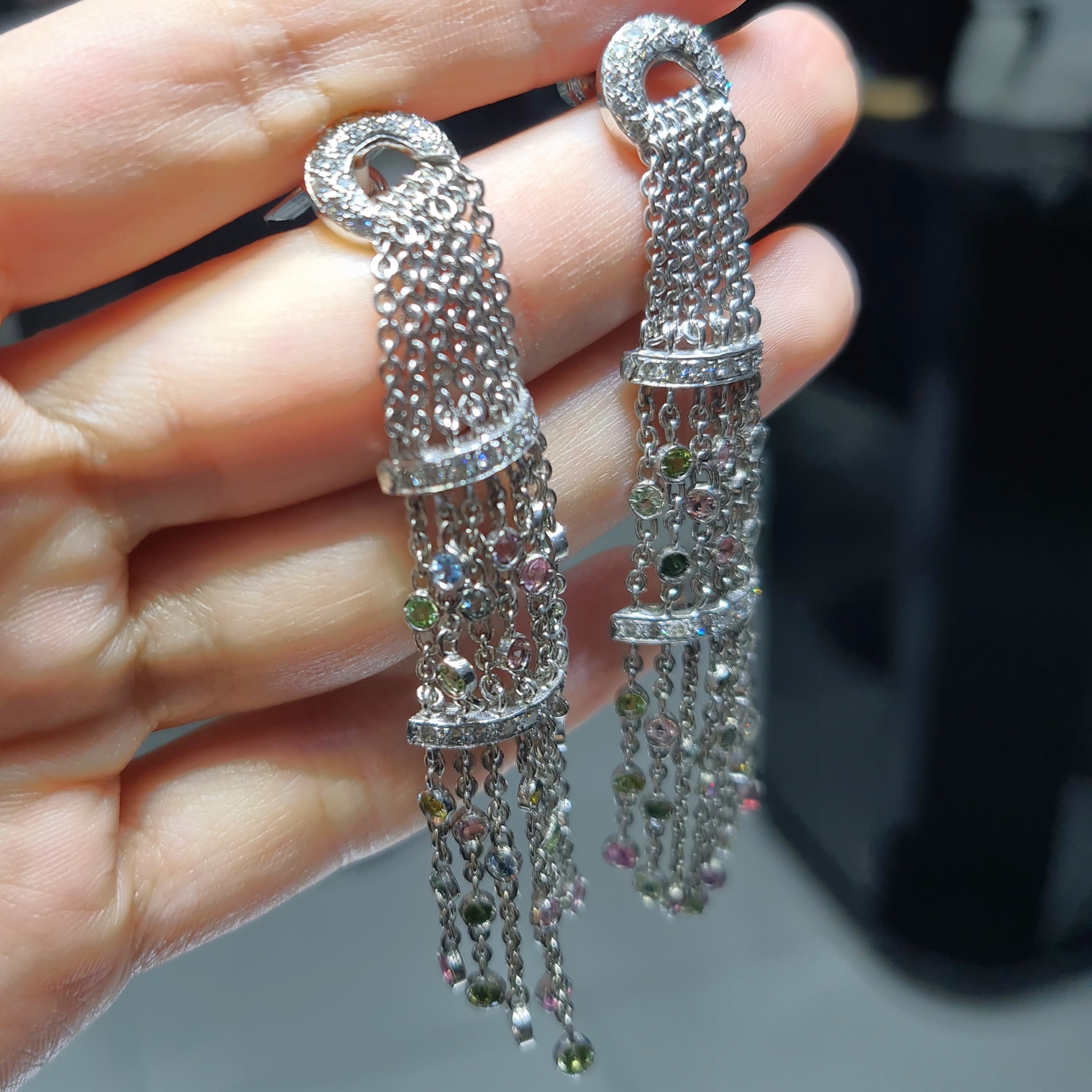 2.El Pırlanta 4,20 Karat Pırlanta & Renkli Taşlı Küpe X007653-2