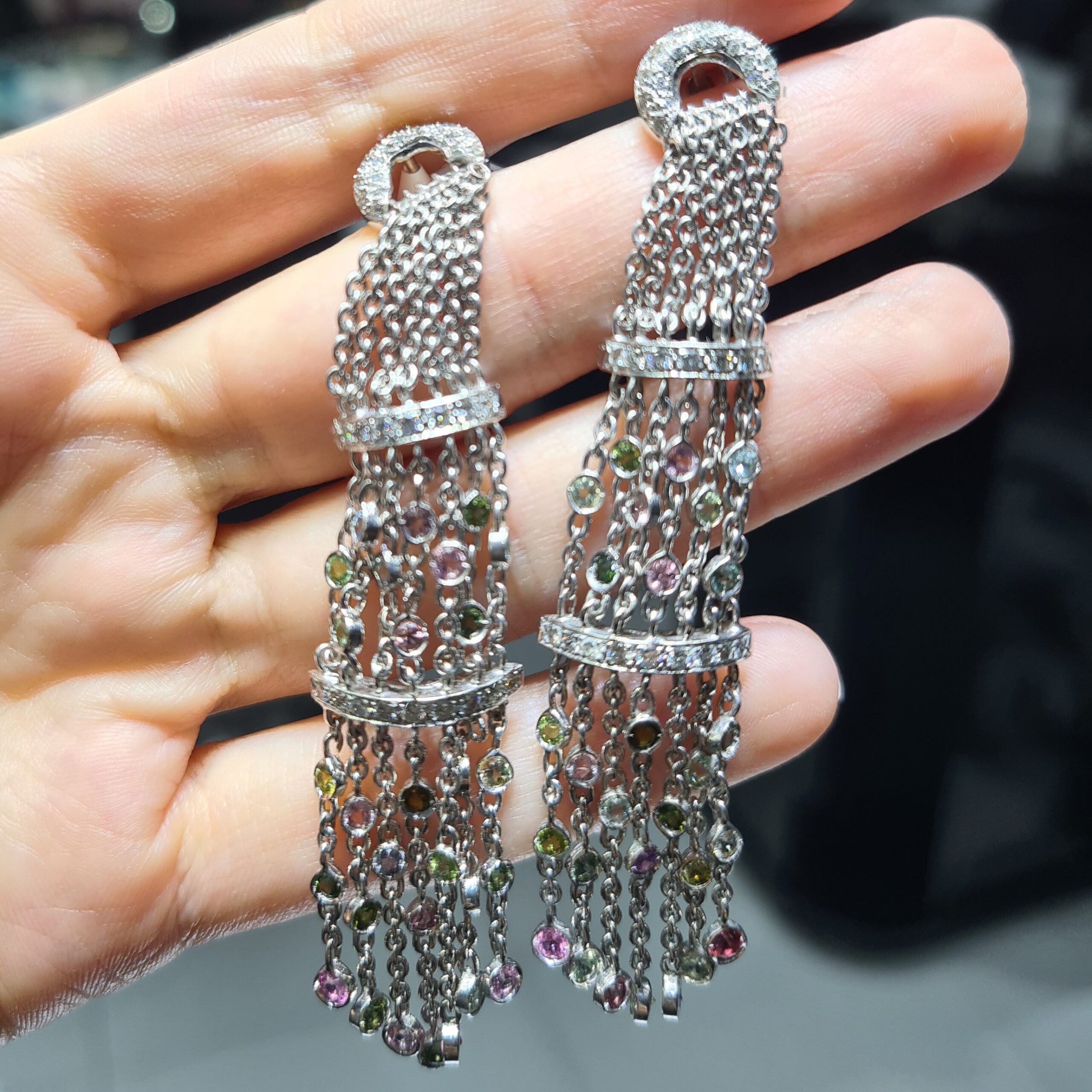 2.El Pırlanta 4,20 Karat Pırlanta & Renkli Taşlı Küpe X007653