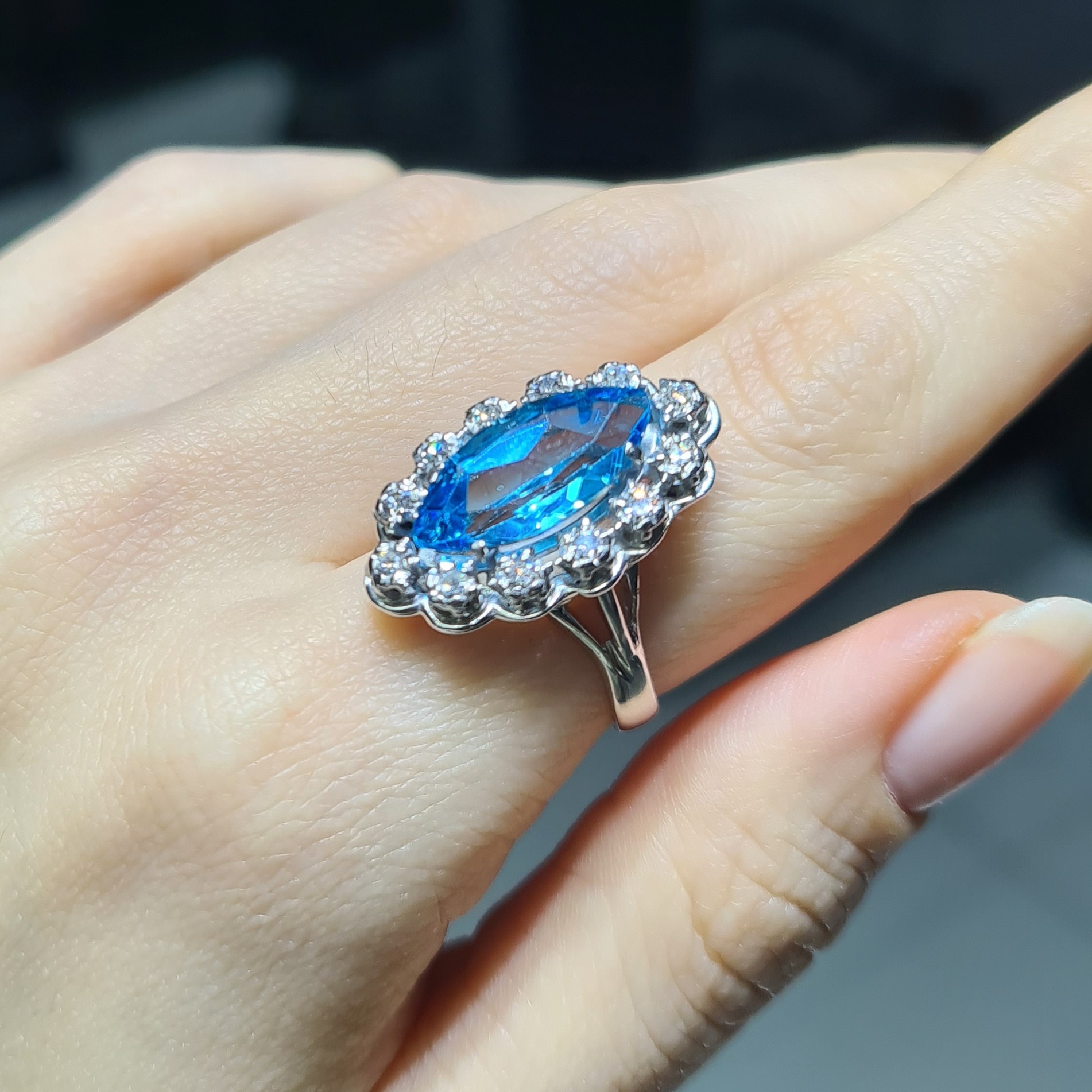 2.El Pırlanta 5,13 Karat Blue Topaz Yüzük X007734-2