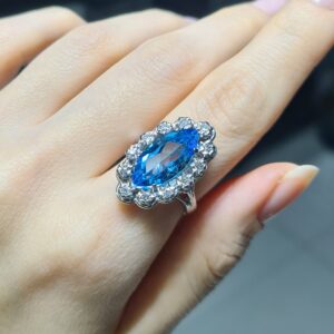 2.El Pırlanta 5,13 Karat Blue Topaz Yüzük X007734