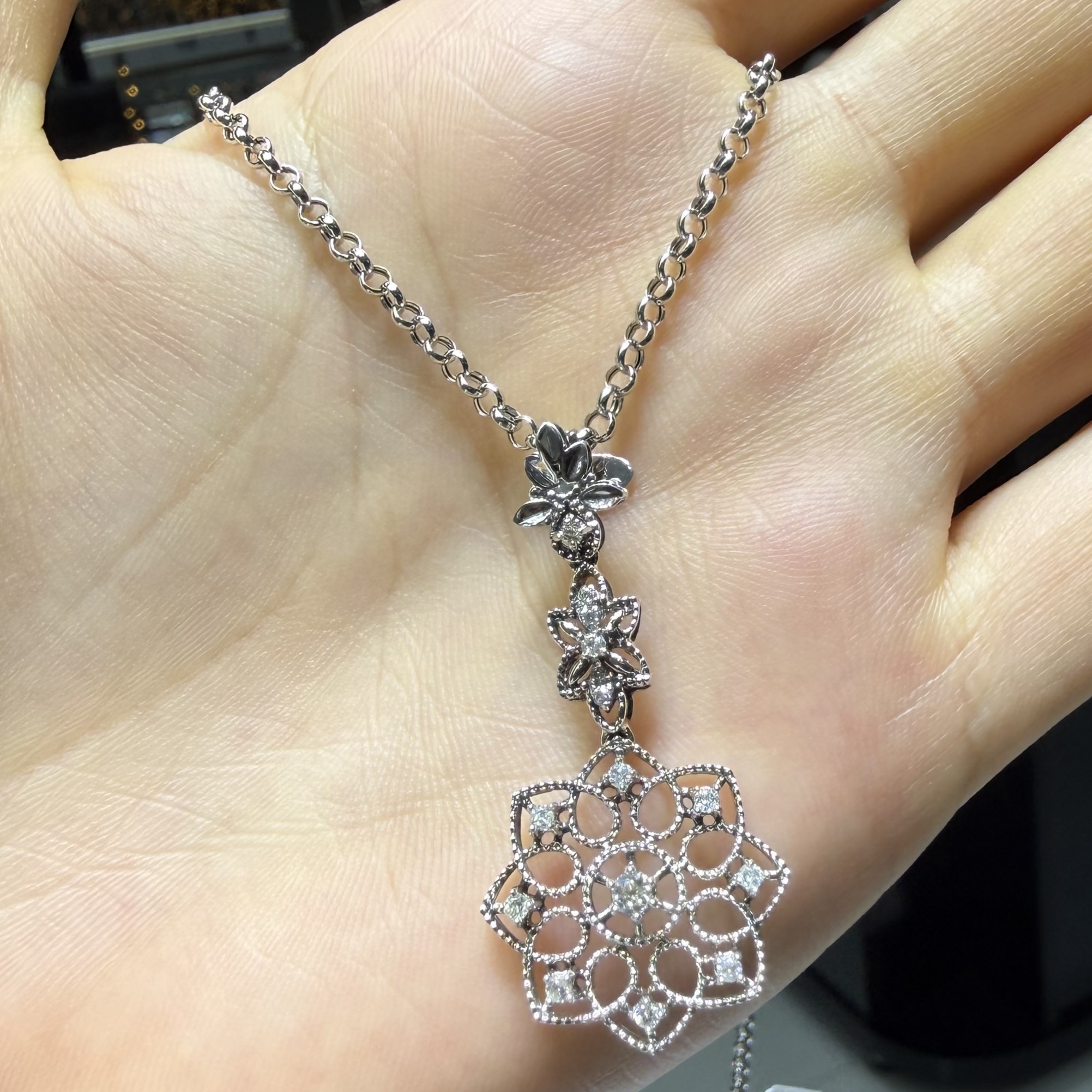 2.El Pırlanta 0,41 Karat Gerdanlık-Bileklik-Küpe-Yüzük Set X007950-X007951-X007952-X007953