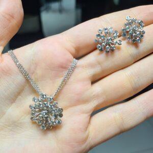 2.El Pırlanta 1,15 Karat Kolye-Küpe Set X008076-X008075