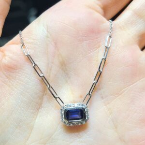 2.El Pırlanta 0,67 Karat Pırlanta & Safir Kolye X008260