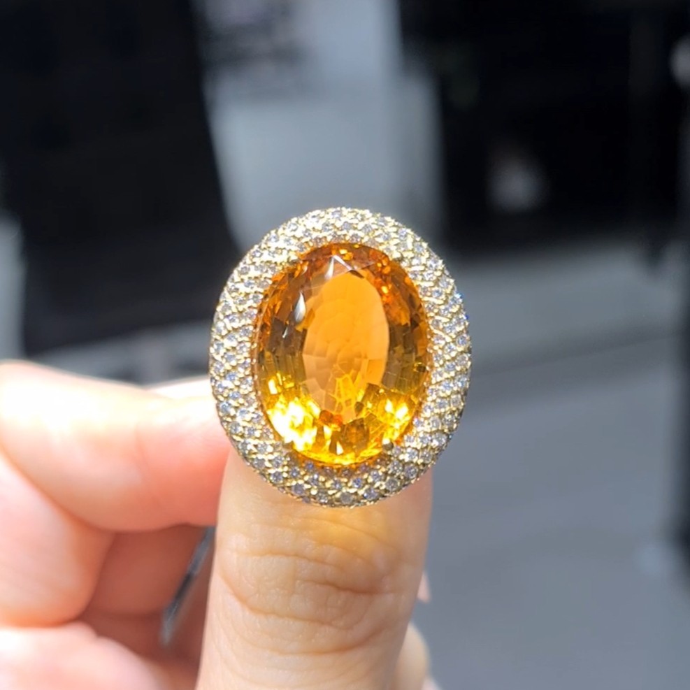 2.El Pırlanta 12,58 Karat Pırlanta & Citrin Yüzük X008215
