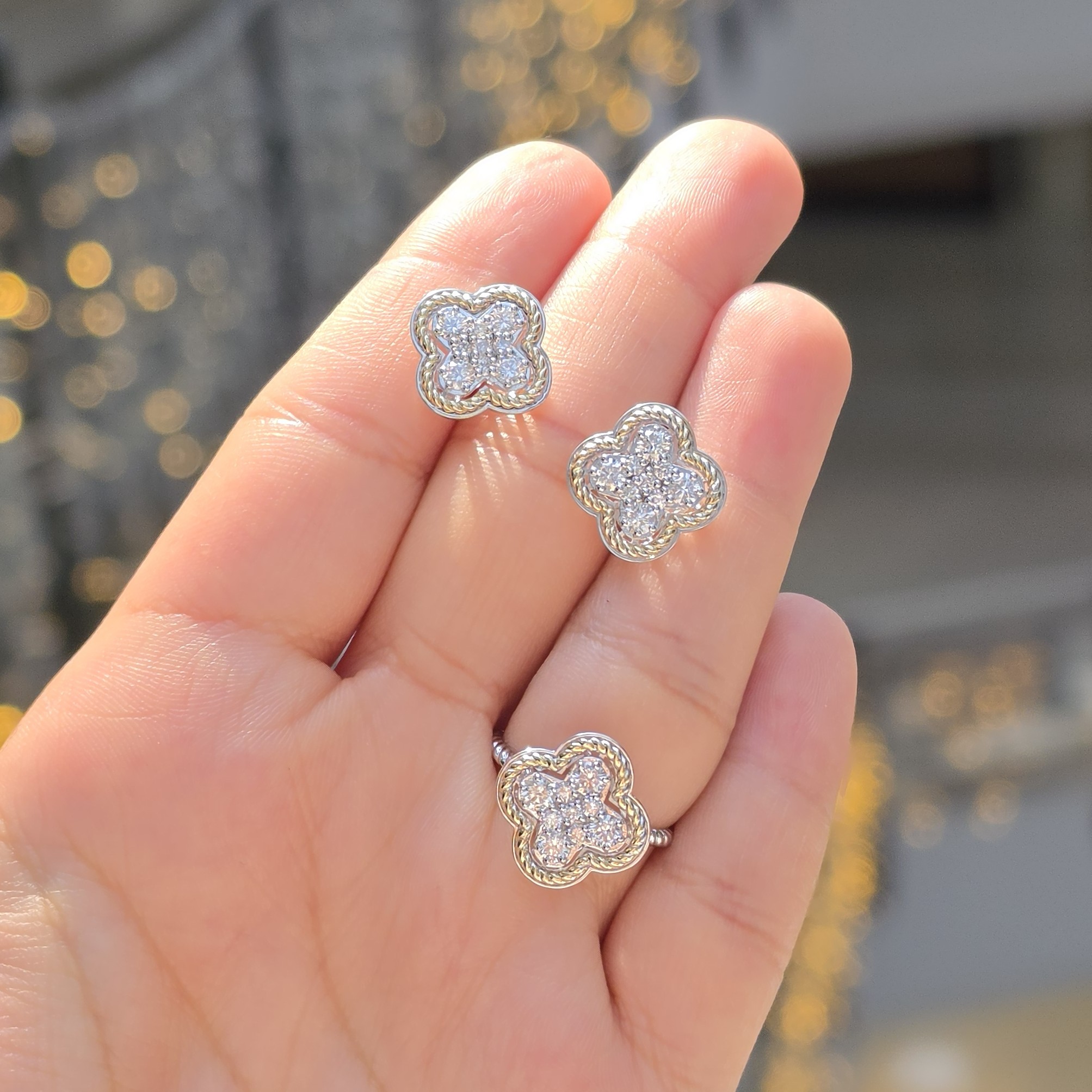 2.El Pırlanta 1,57 Karat Yüzük & Küpe Set MRT0047-MRT0048