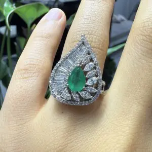 2.El Pırlanta 3,00 Ct Pırlanta & Zümrüt Yüzük YZ11046