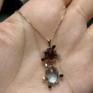 2.El Pırlanta 6,65 Karat Pırlanta & Quartz & Siyah Kolye DY00010